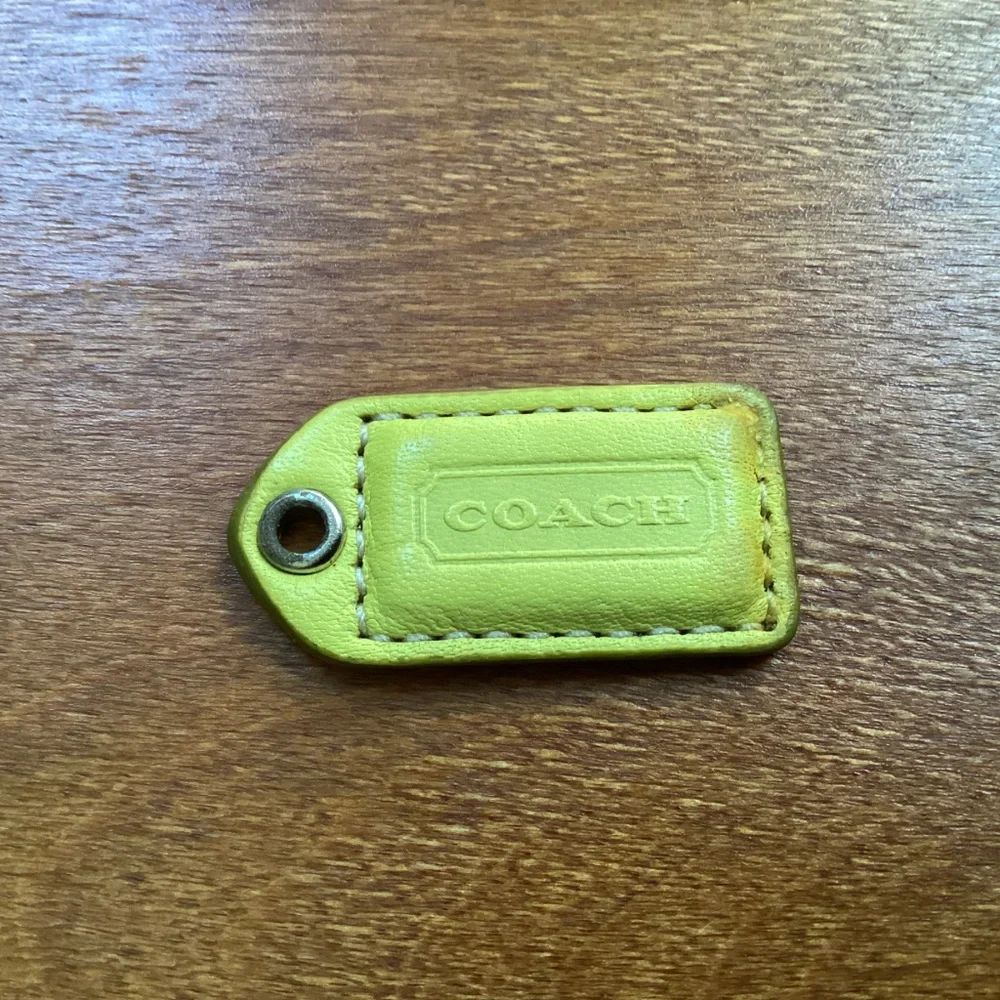 Coach Yellow Green Tan Bag Tag Hang Tag